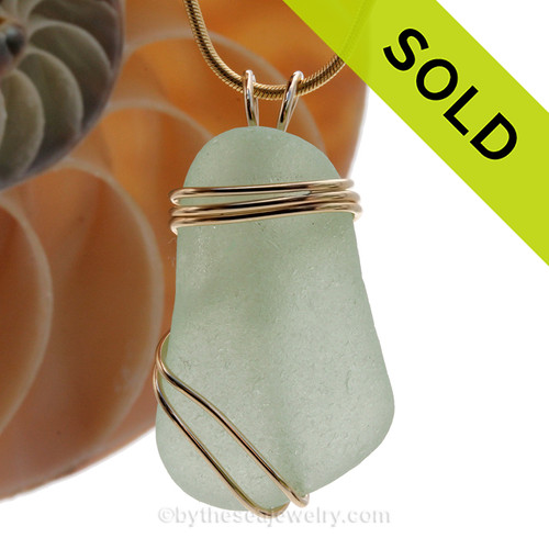 Perfect piece of lovely seafoam green sea glass in our triple rolled gold setting.
SOLD - Sorry this Rare Sea Glass Pendant is NO LONGER AVAILABLE!