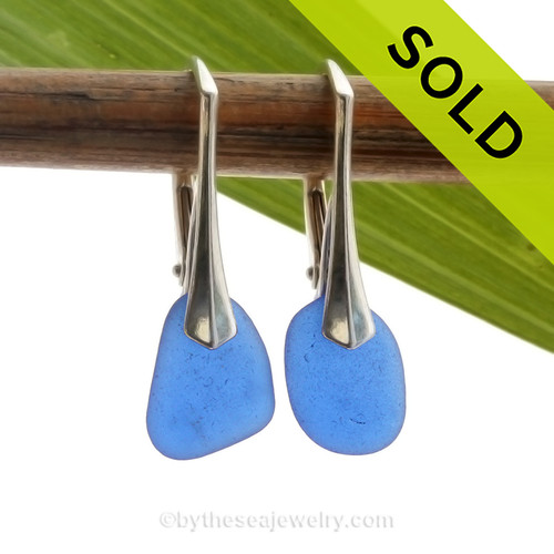 Petite and PERFECT Simply Elegant Petite Genuine Blue Sea Glass Earrings on Solid Sterling Leverbacks