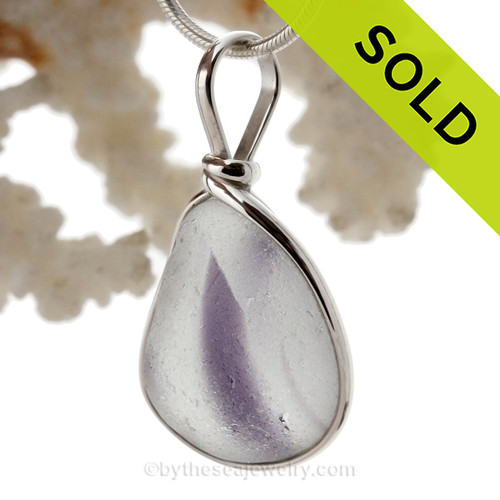 Purple  Rain (spout) - Genuine English Sea Glass Necklace Pendant In Original Sterling Wire Bezel© 