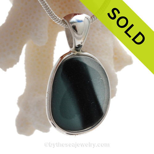 A Mixed Gray English Multi sea glass set for a necklace in our Original Sea Glass Bezel© in Solid Sterling Silver setting.
SOLD - Sorry this Rare Sea Glass Pendant is NO LONGER AVAILABLE!