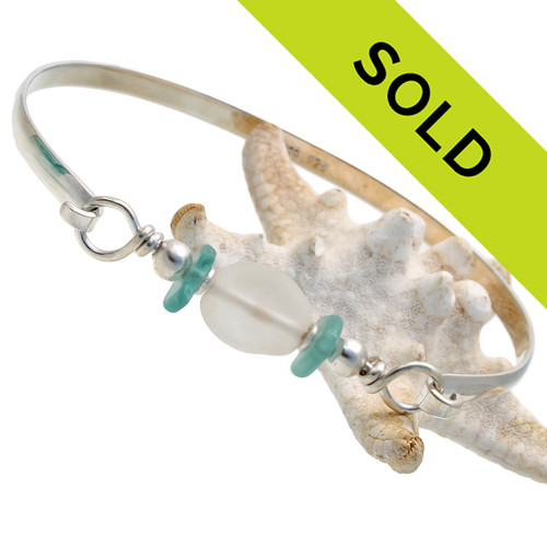 Sorry this aqua sea glass and bead bangle bracelet has been sold!