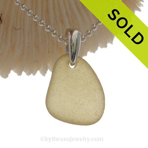 Warm Yellow Sea Glass Necklace On Sterling Bail a Solid Sterling Beaded Chain is INCLUDED!