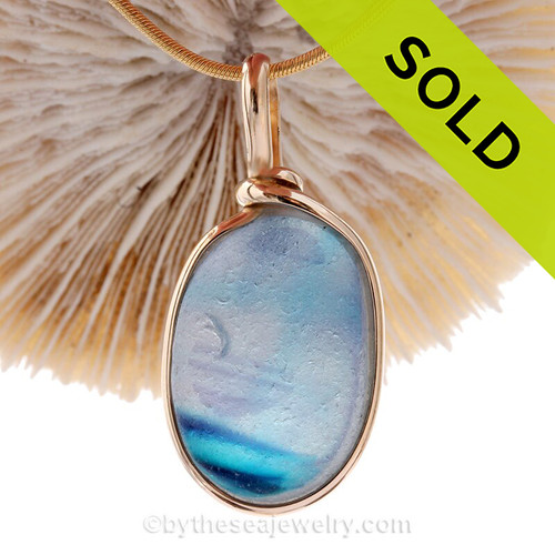 Watercolor Dream- Ultra Rare 4+ Color Seaham Multi in our Original 14K Goldfilled Bezel Pendant for Necklace