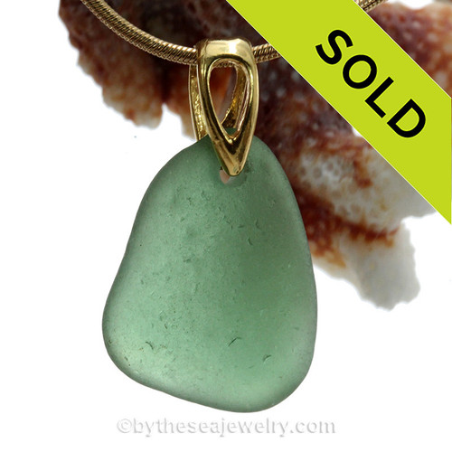 Simple fresh and lovely Soft Green Sea Glass on a 24K gold Vermeil bail and a 14K Goldfilled Necklace. 