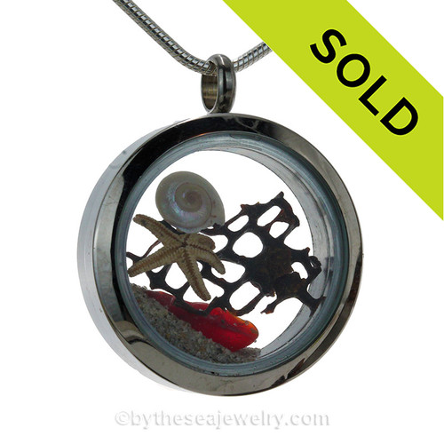 Genuine Red Sea Glass Locket