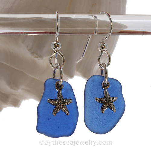 A simple pair of genuine sea glass earrings, great for any true beach lover!~