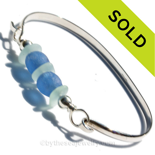 Seafoam green sea glass jewelry bangle bracelet