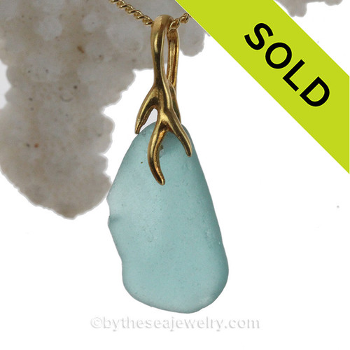 Long Aqua Blue Sea Glass Necklace