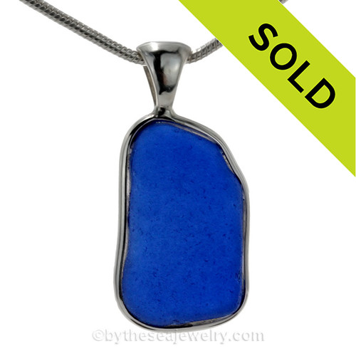 Cobalt Blue Sea Glass Pendant