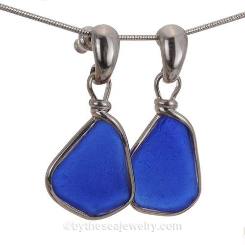 Large Cobalt Blue Genuine Sea Glass Earrings In Sterling Wire Bezel© On Posts
AVAILABLE - This is the EXACT pair of Sea Glass Earrings you will receive!