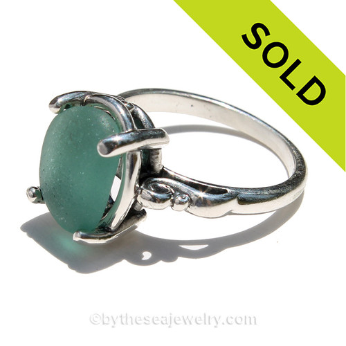 Aqua Green Sea Glass Ring