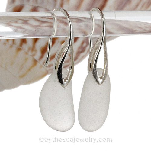  White Sea Glass Earrings