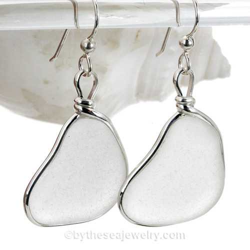l white beach found sea glass set in a lovely pair of genuine sea glass earrings in sterling