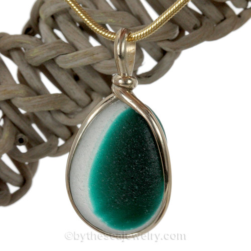 Mixed Turquoise & White English Art Sea Glass Pendant