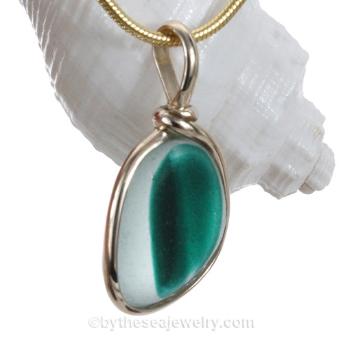 Mixed Turquoise & White English Art Sea Glass Pendant