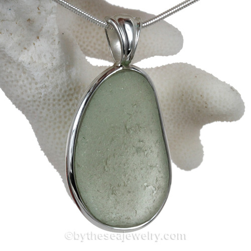Large Seafoam Genuine Sea Glass in our Deluxe Wire Bezel© setting.