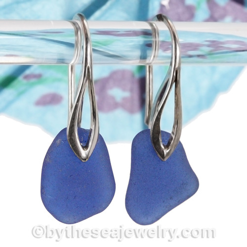 Al lot of color in a very small earing these are Perfect Petite Genuine beach found Sea Glass Earrings of blue on Sterling Deco Hooks