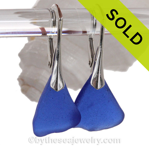 Blue Sea Glass Earrings