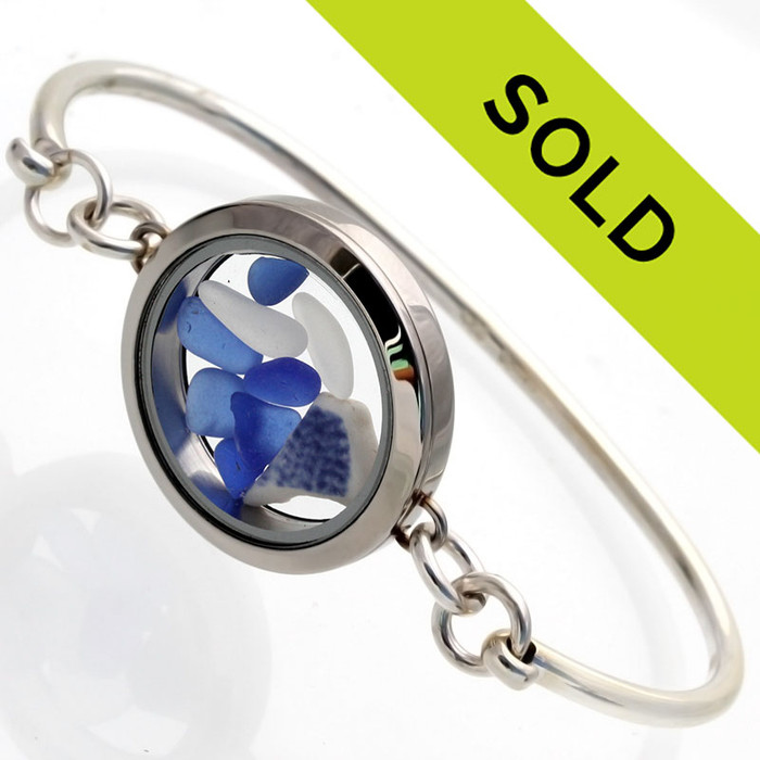 Sorry this one of a kind sea glass locket bracelet has been sold!