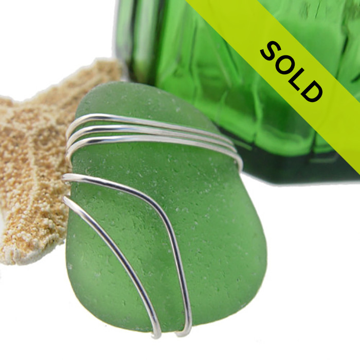 Natural Square Green In Triple Sterling Setting