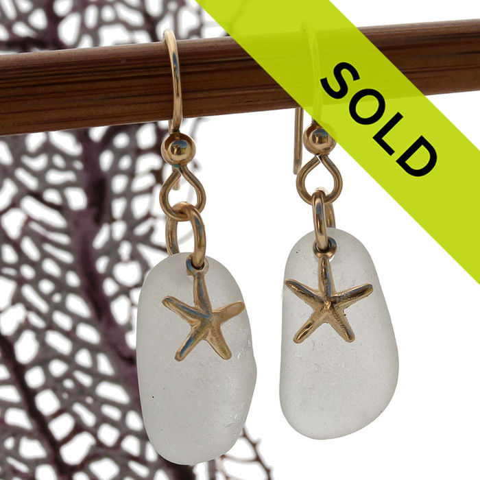 Sorry these white sea glass earrings with starfish charms have been sold!