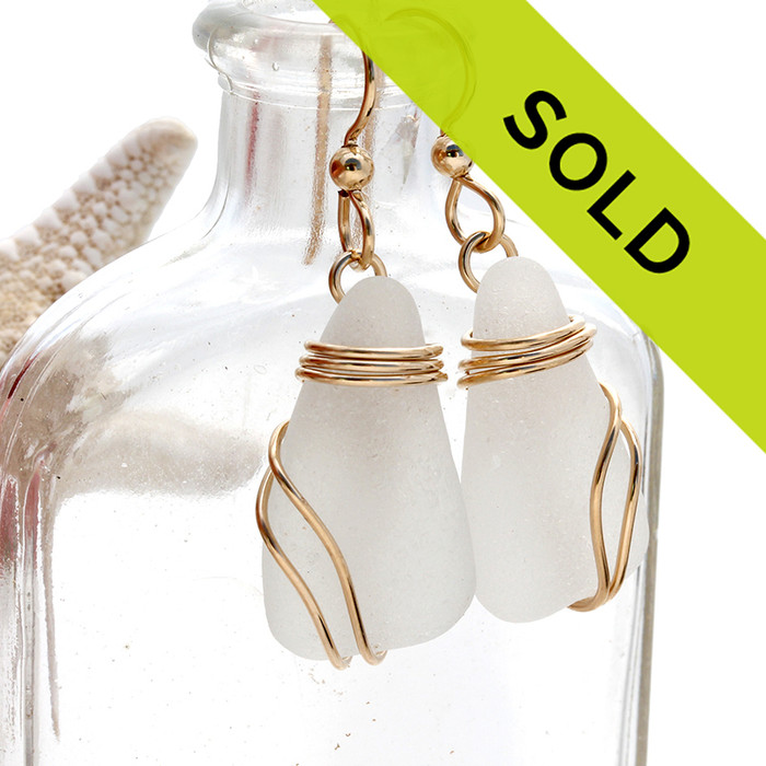 Sorry these white sea glass earrings have sold!