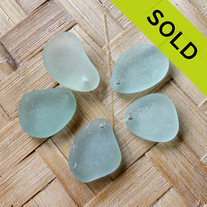 5 pieces of pre-drilled sea glass pieces for your sea glass jewelry making projects.