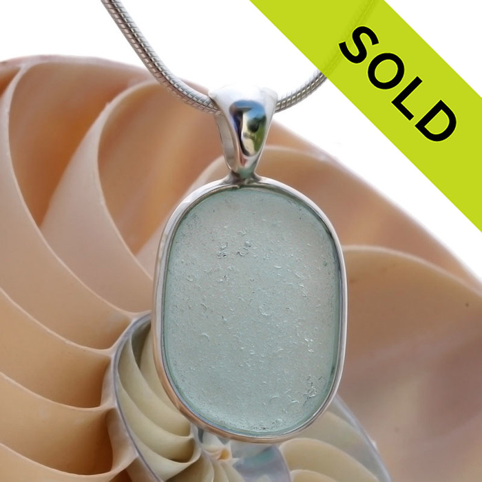 Thin and lightweight Seafoam Green Sea Glass In Sterling Deluxe Wire Bezel©
SOLD - Sorry this Sea Glass Jewelry selection is NO LONGER AVAILABLE!