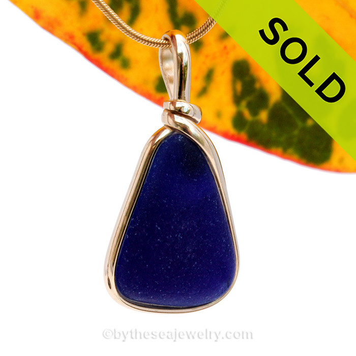 A P-E-R-F-E-C-T midnight blue Genuine Sea Glass pendant set in our 14K Goldfilled Original Wire Bezel.
SOLD - Sorry This Sea Glass Jewerly Selection Is NO LONGER AVAILABLE!