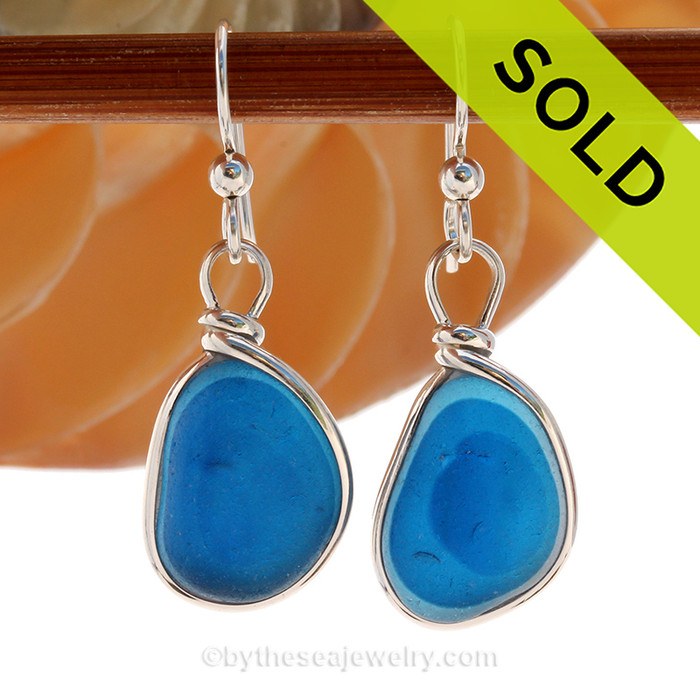 Super Ultra Rare Flashed Aqua blue sea glass pieces from Seaham England are set in our Original Wire Bezel© earring setting.
SOLD - Sorry This ULTRA RARE Sea Glass Earrings are NO LONGER AVAILABLE!