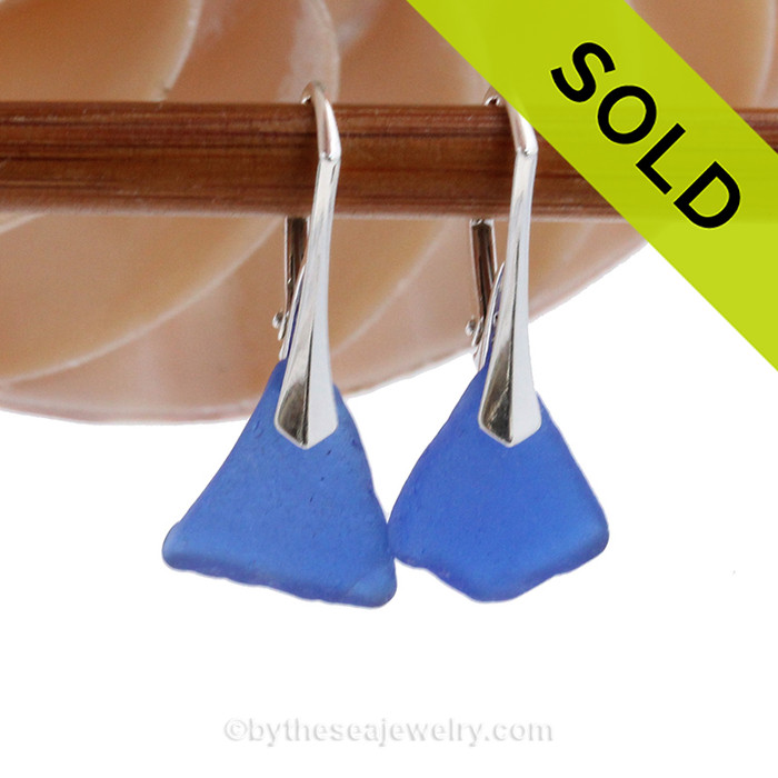 Petite Beach Found Blue Genuine Sea Glass Earrings On Solid Sterling Silver Leverbacks.
SOLD - Sorry these Rare Sea Glass Earrings are NO LONGER AVAILABLE!