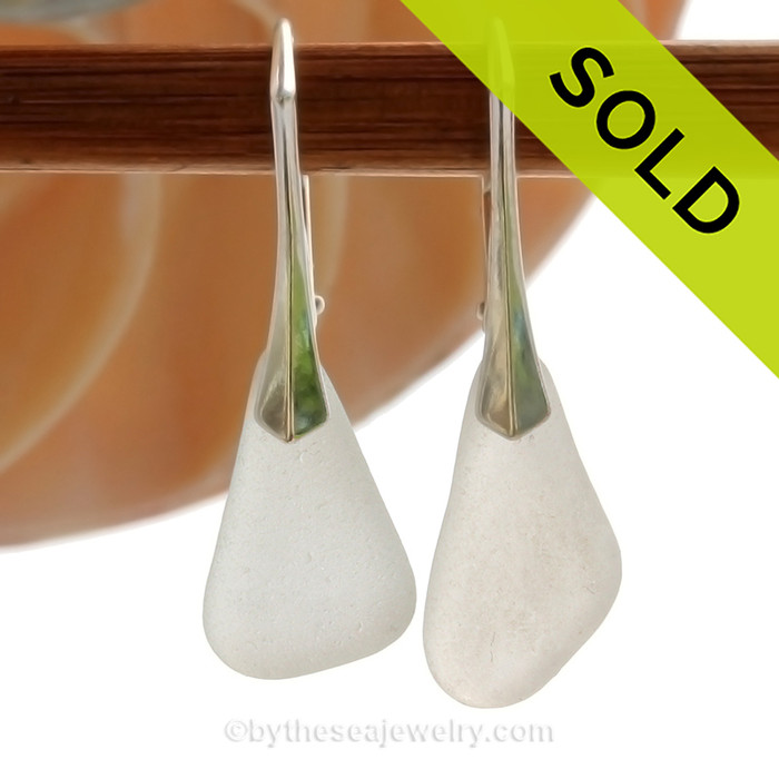 Genuine Perfect Beach Found Winter White Sea Glass Earrings on Sterling Silver Leverbacks.
SOLD - Sorry these Sea Glass Earrings are NO LONGER AVAILABLE!