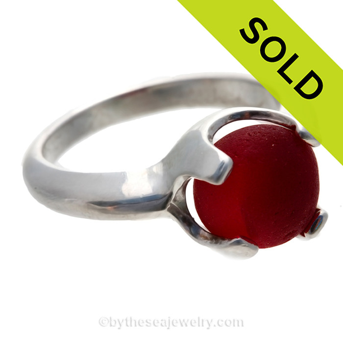 Ultra Rare Mixed Red English Sea Glass Ring in a Solid Sterling 4 prong setting.
SOLD - Sorry this Sea Glass Ring is NO LONGER AVAILABLE!
