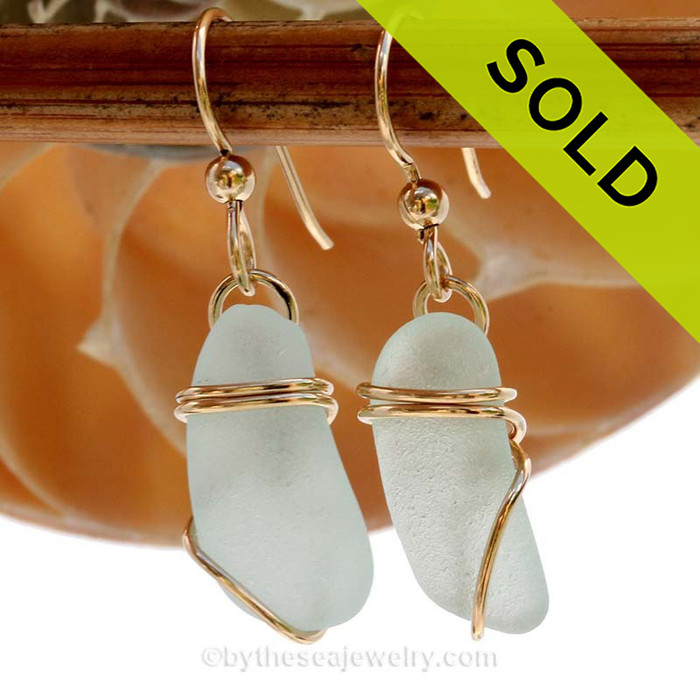 Genuine beach found vivid yellowy seafoam green sea glass earrings in a simple wrapped goldfilled setting.
SOLD - Sorry these Sea Glass Earrings are NO LONGER AVAILABLE!