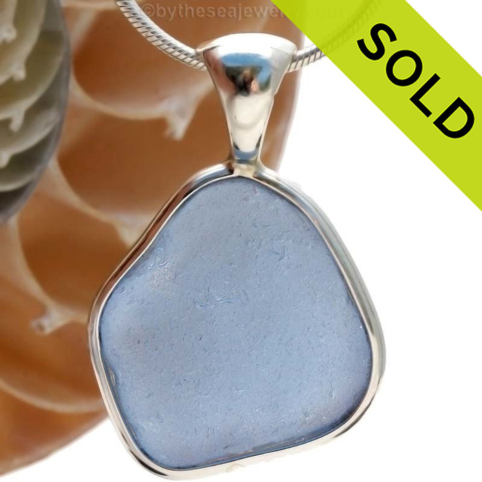 This is a beautiful LARGE P-E-R-F-E-C-T Carolina Blue Sea Glass set in our Deluxe Wire Bezel© pendant setting in Solid Sterling.
SOLD - Sorry this Rare Sea Glass Pendant is NO LONGER AVAILABLE!