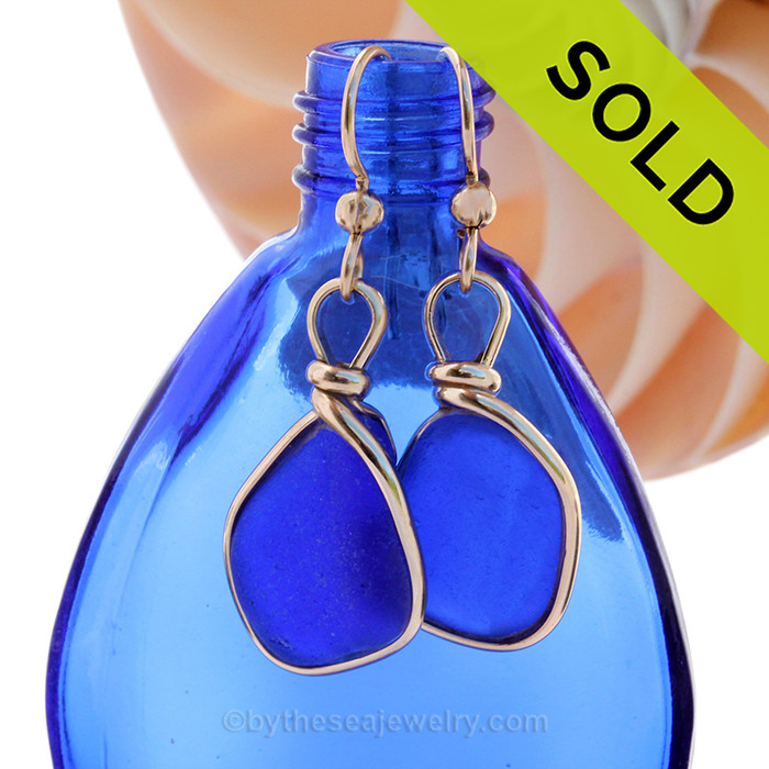 Our By The Sea Jewelry Original Wire Bezel setting makes these cobalt blue earrings a stunning choice for any beach lover!
SOLD - Sorry these Rare Sea Glass Earrings are NO LONGER AVAILABLE!