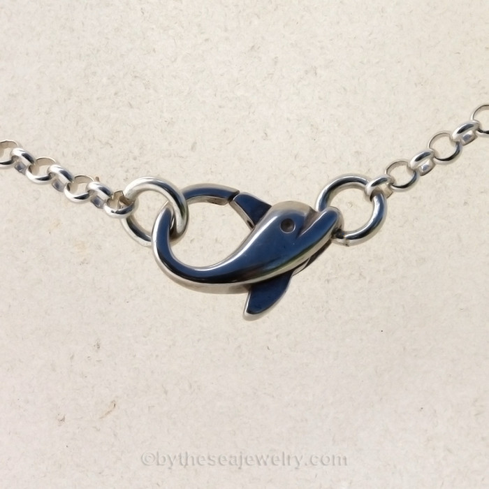 Cool and beachy Sterling Silver Dolphin clasp, perfect for any sea glass lover!