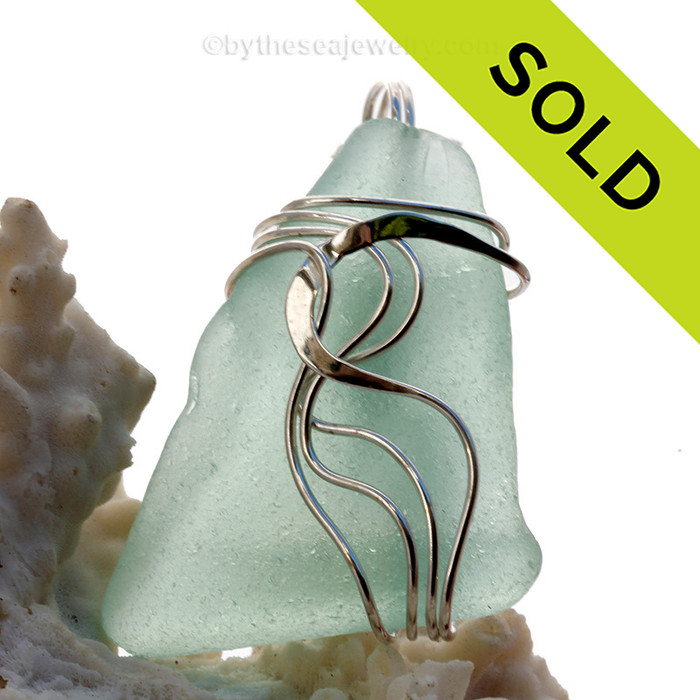 Seafoam Green Genuine Sea Glass Sterling Waves© Signature Sterling Setting Pendant.
SOLD - Sorry this Sea Glass Jewelry selection is NO LONGER AVAILABLE!