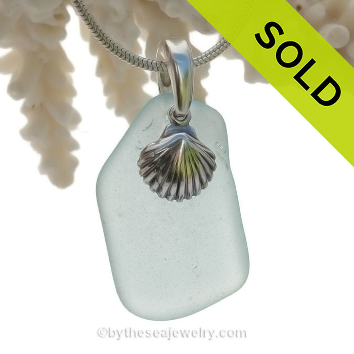 Stunning larger beach found sea glass in a simple sterling necklace