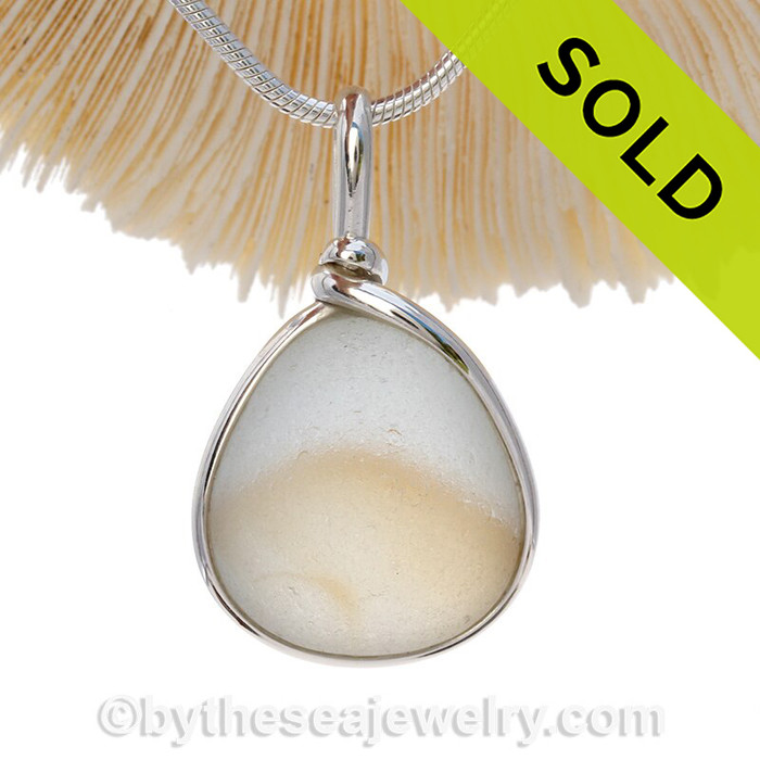 LARGE English Pale Pineapple Pontil Sea Glass Pendant In Silver Original Wire Bezel©
SOLD - Sorry this Sea Glass Jewelry selection is NO LONGER AVAILABLE!