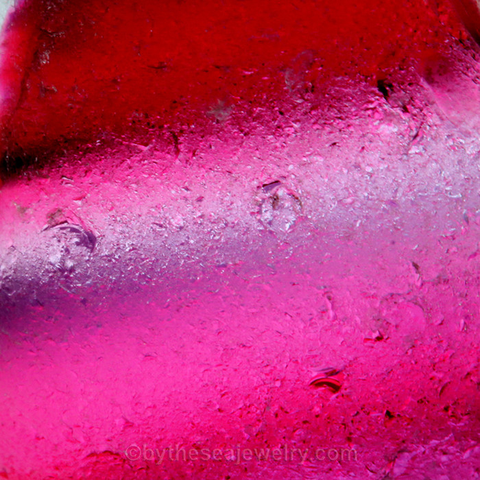 A close up macro of this EXACT Sea Glass in this jewelry piece shows you the telltale texture of genuine beach found glass.