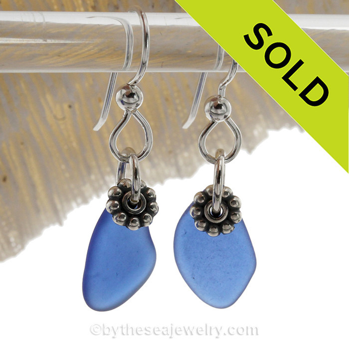 Simply Sea Glass Lightweight Blue Earrings On Silver Silver Earwires