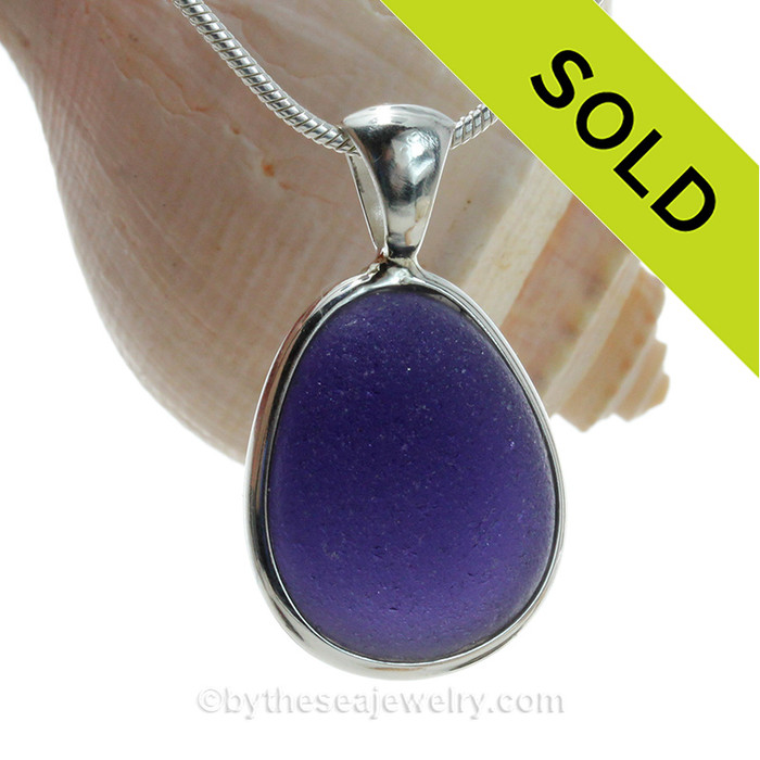 A once in a lifetime piece of HUGE Deep Purple Sea Glass from Seaham England set in our Original Wire Bezel© Pendant setting.
