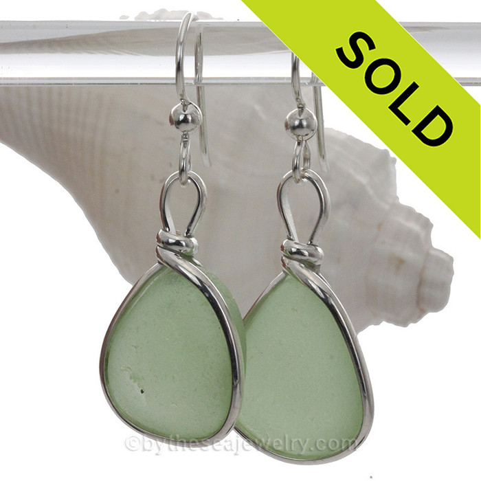 Seafoam Green Sea Glass Earrings.