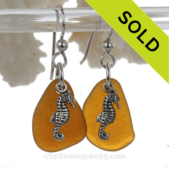 Brown Sea Glass Earrings