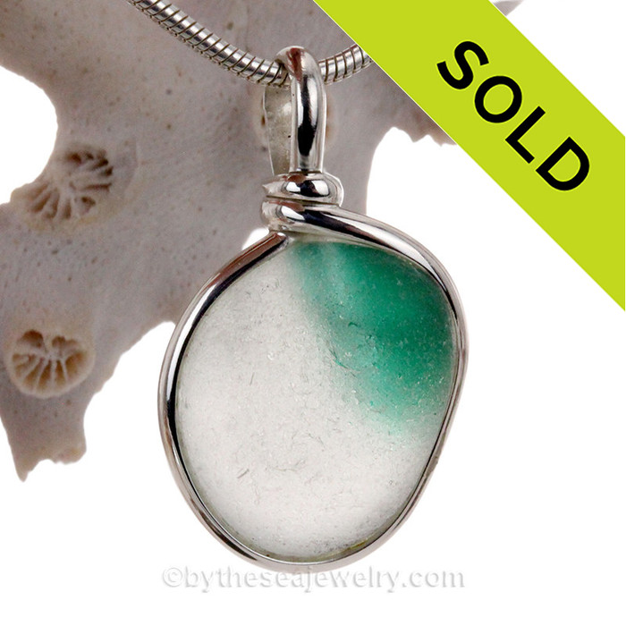 English sea glass set in our Original Wire Bezel Pendant 