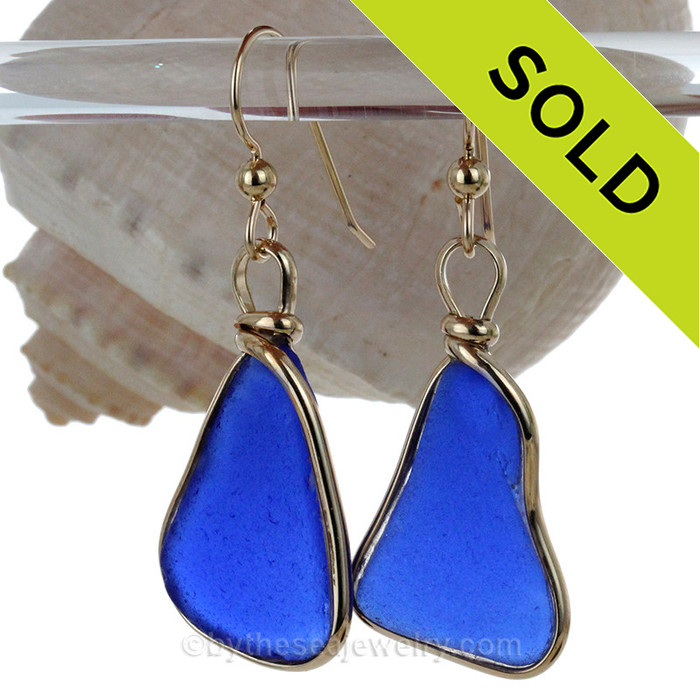 Blue sea glass earrings.