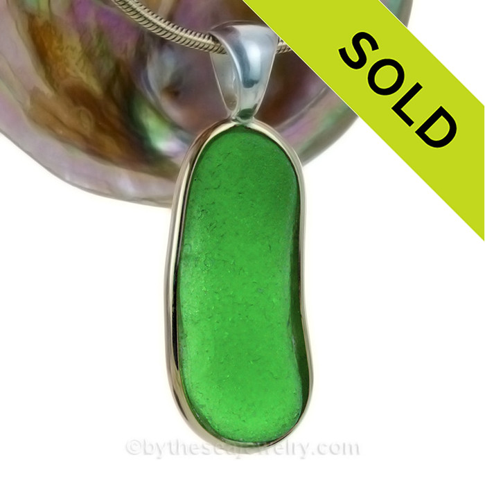 Glowing Green Sea Glass Pendant 