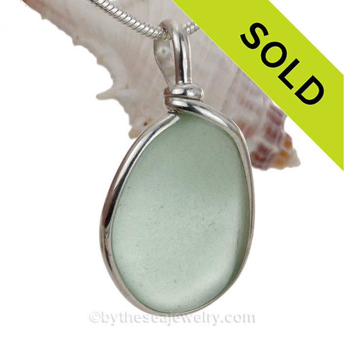 Seafoam Green Genuine Sea Glass Pendant 