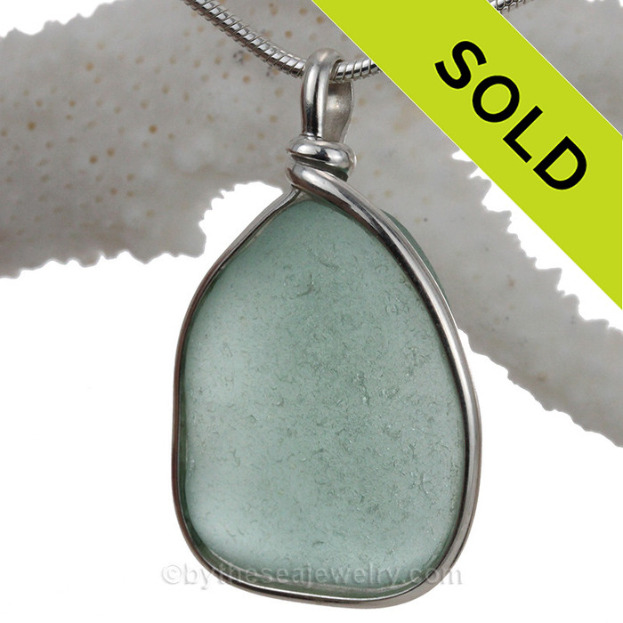 Aqua BLue Genuine Sea Glass Pendant